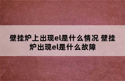 壁挂炉上出现el是什么情况 壁挂炉出现el是什么故障